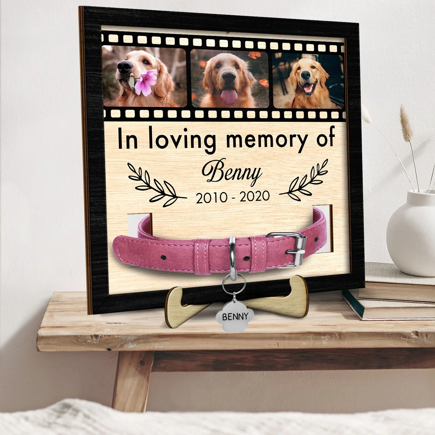 Custom Photo In Loving Memory Of - Memorial Gift For Dog Lover, Cat Mom, Pet Loss - Personalized 2-Layered Wooden Plaque With Stand - Image 2