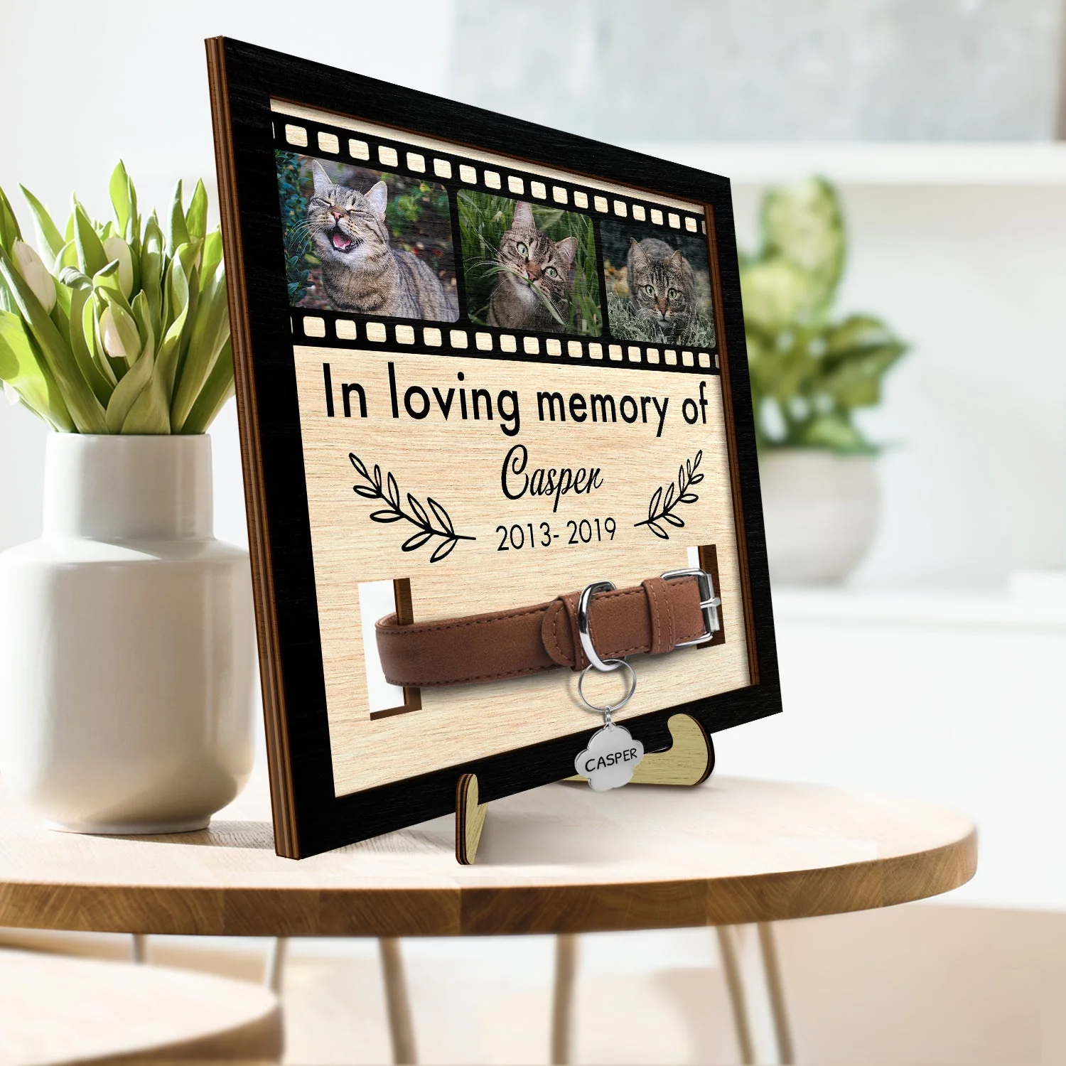 Custom Photo In Loving Memory Of - Memorial Gift For Dog Lover, Cat Mom, Pet Loss - Personalized 2-Layered Wooden Plaque With Stand - Image 3