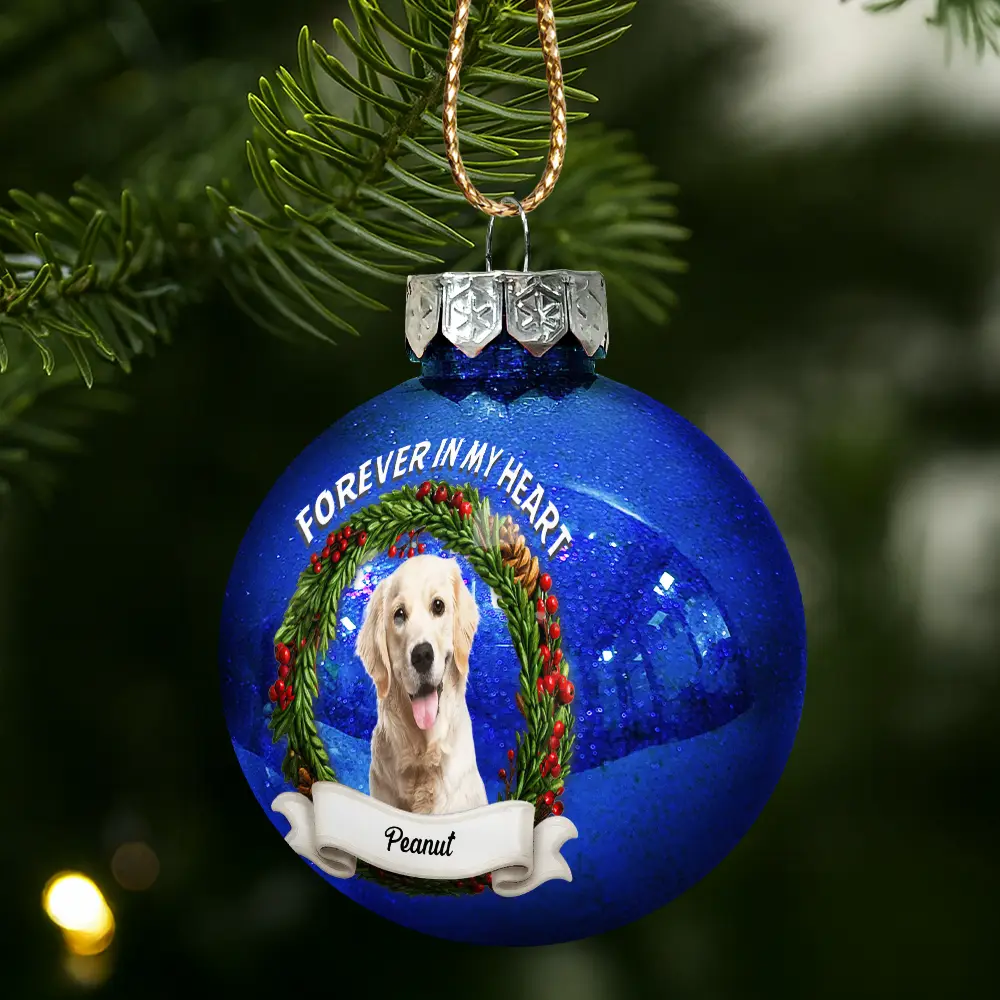 Custom Photo In Loving Memory Pet Lovers - Personalized Ball Ornament - Image 3