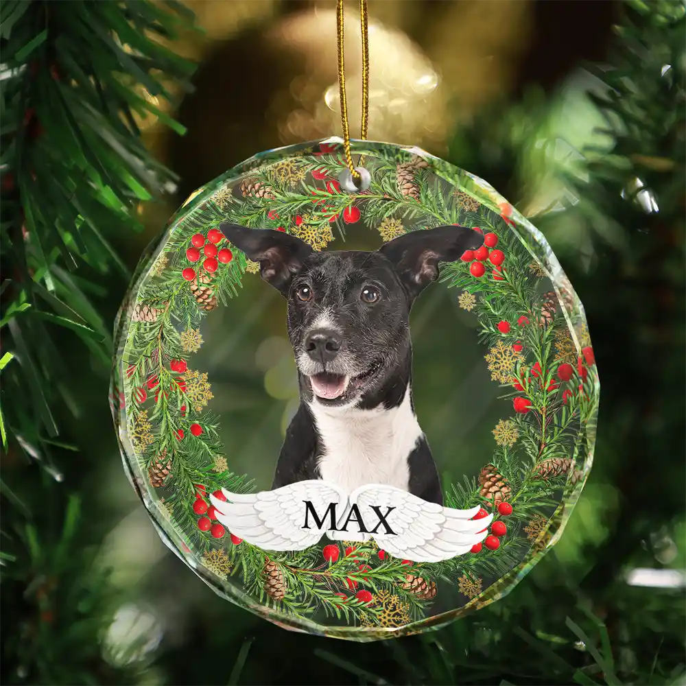Custom Photo In Loving Memory Pet Memorial - Personalized Combo Circle Glass Ornament - Image 4