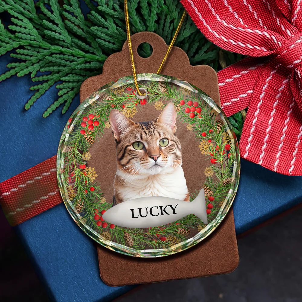 Custom Photo In Loving Memory Pet Memorial - Personalized Combo Circle Glass Ornament - Image 6
