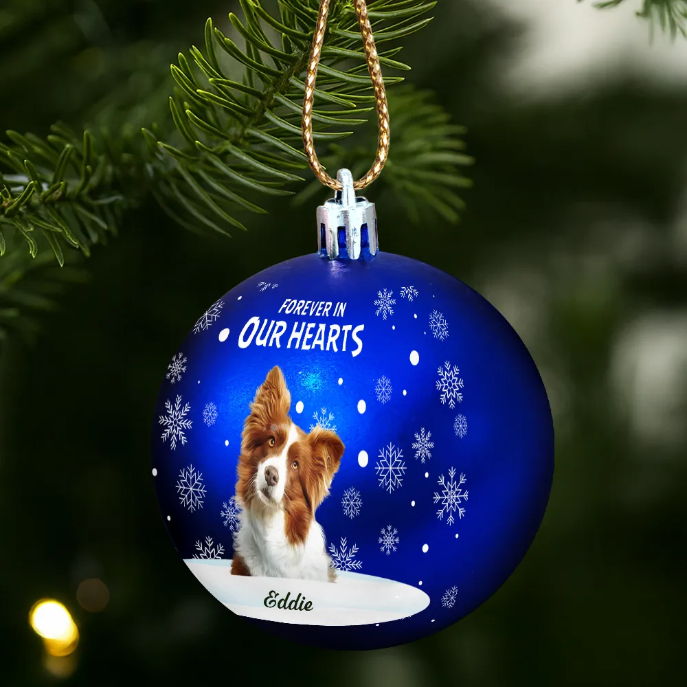 Custom Photo In Loving Memory Pet - Personalized Ball Ornament - Image 3