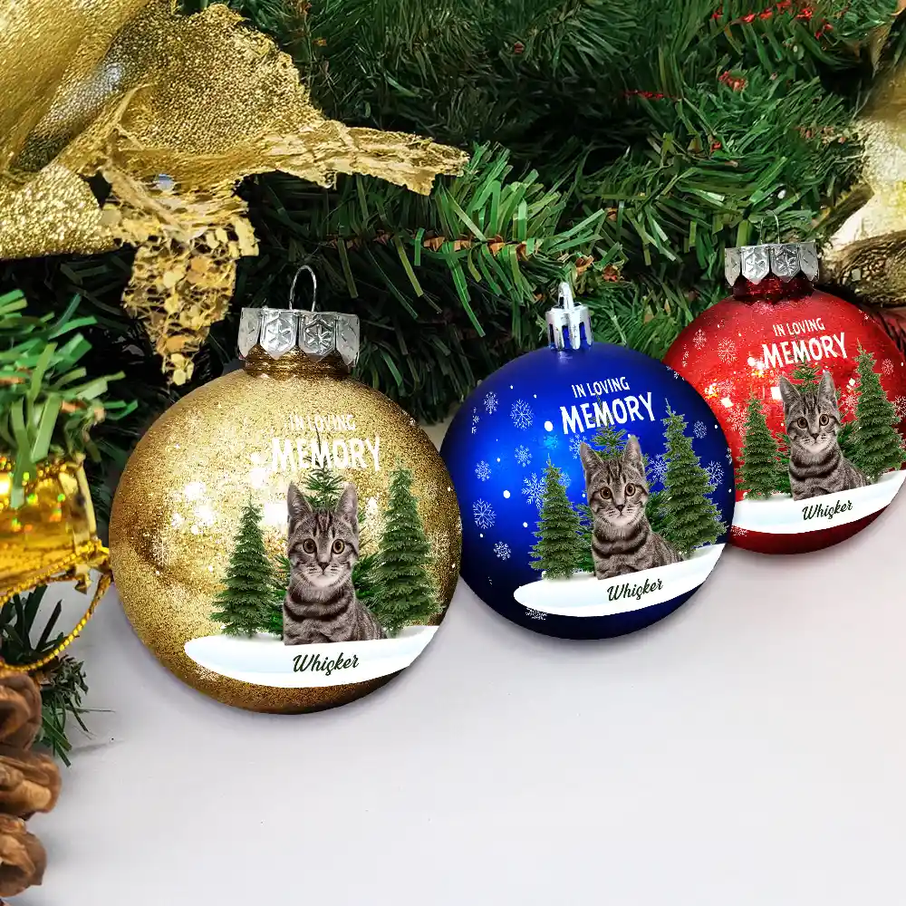 Custom Photo In Loving Memory Pet - Personalized Ball Ornament - Image 5