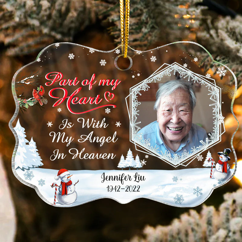Custom Photo In Loving Memory Those We Love Don't Go Away Christmas - Memorial Gift For Family - Personalized Custom Medallion Acrylic Ornament - Image 2
