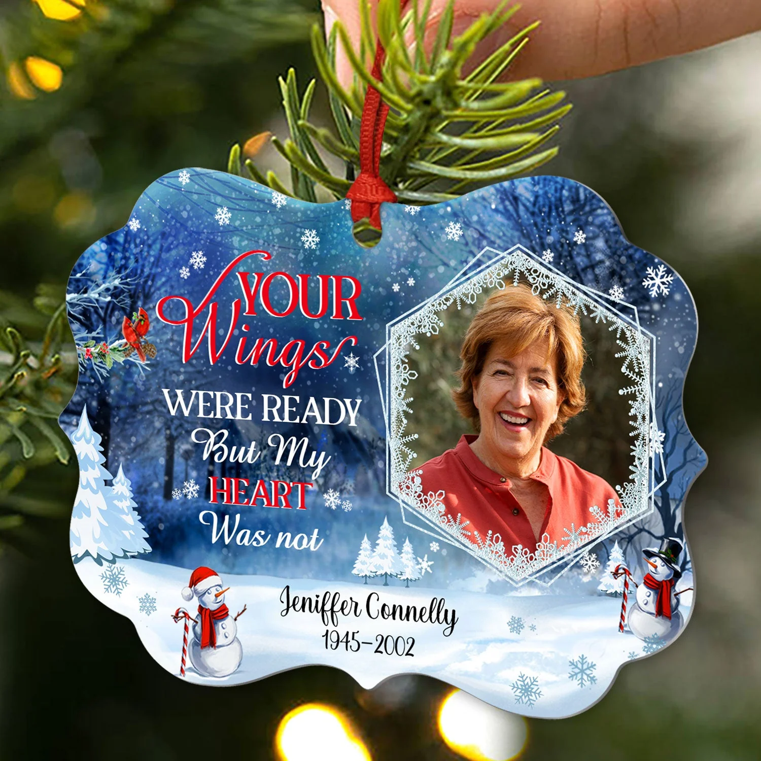 Custom Photo In Loving Memory Those We Love Don't Go Away - Memorial Gift For Family - Personalized Custom Aluminum Ornament - Image 2