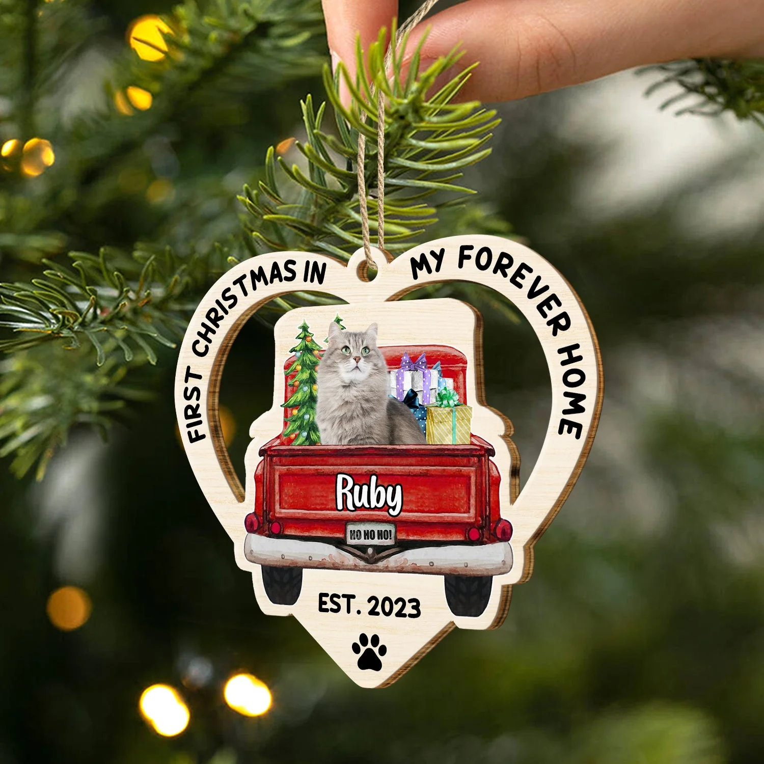 Custom Photo In My Forever Home - Christmas Gift For Pet Lovers - Personalized Wooden Cutout Ornament - Image 3