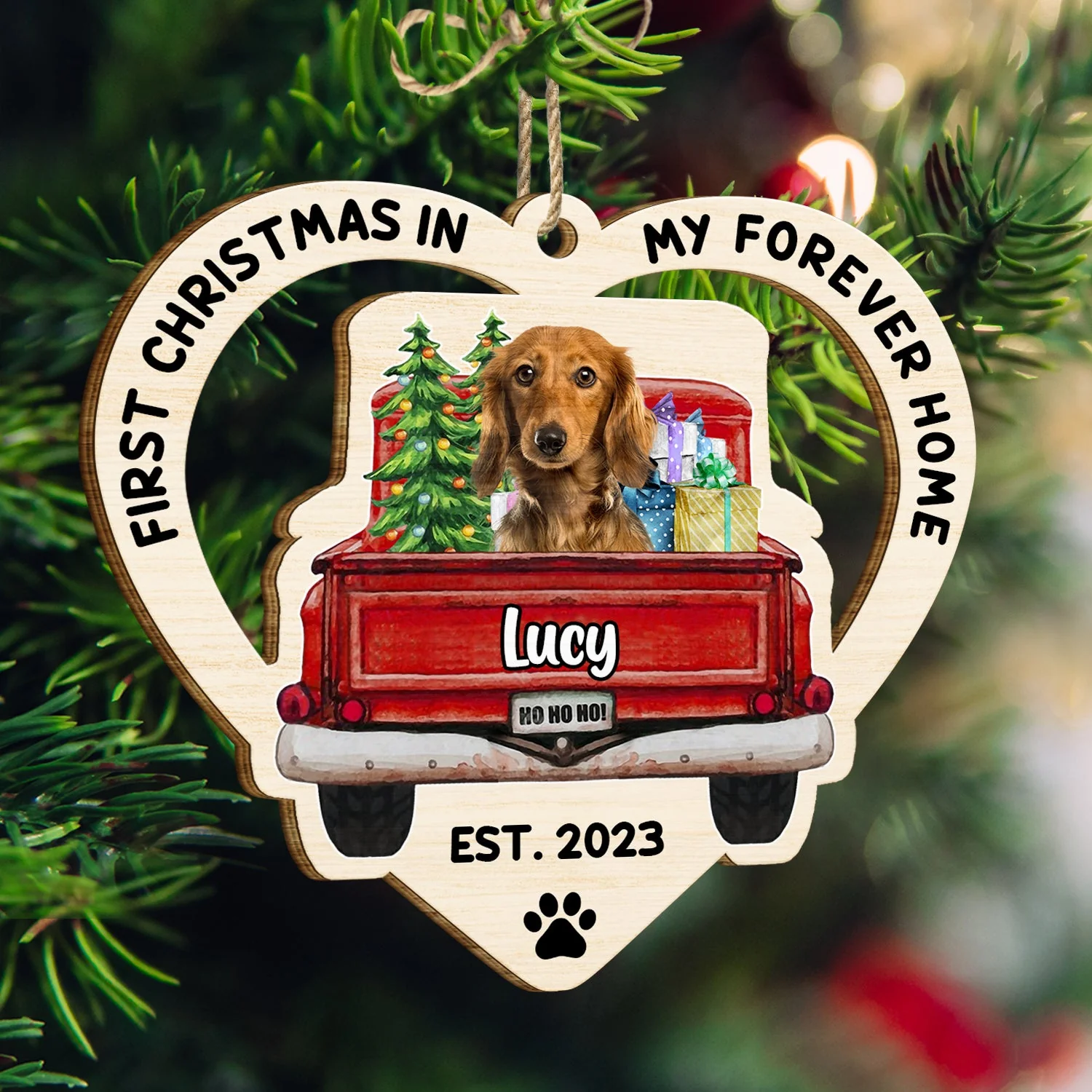 Custom Photo In My Forever Home - Christmas Gift For Pet Lovers - Personalized Wooden Cutout Ornament - Image 4