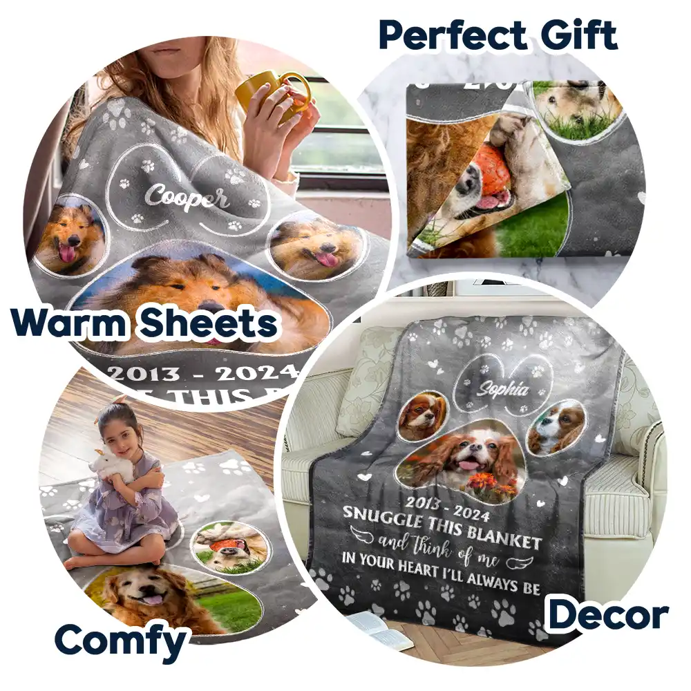 Custom Photo In Your Heart I'll Always Be Pet - Personalized Fleece Blanket, Sherpa Blanket - Image 7