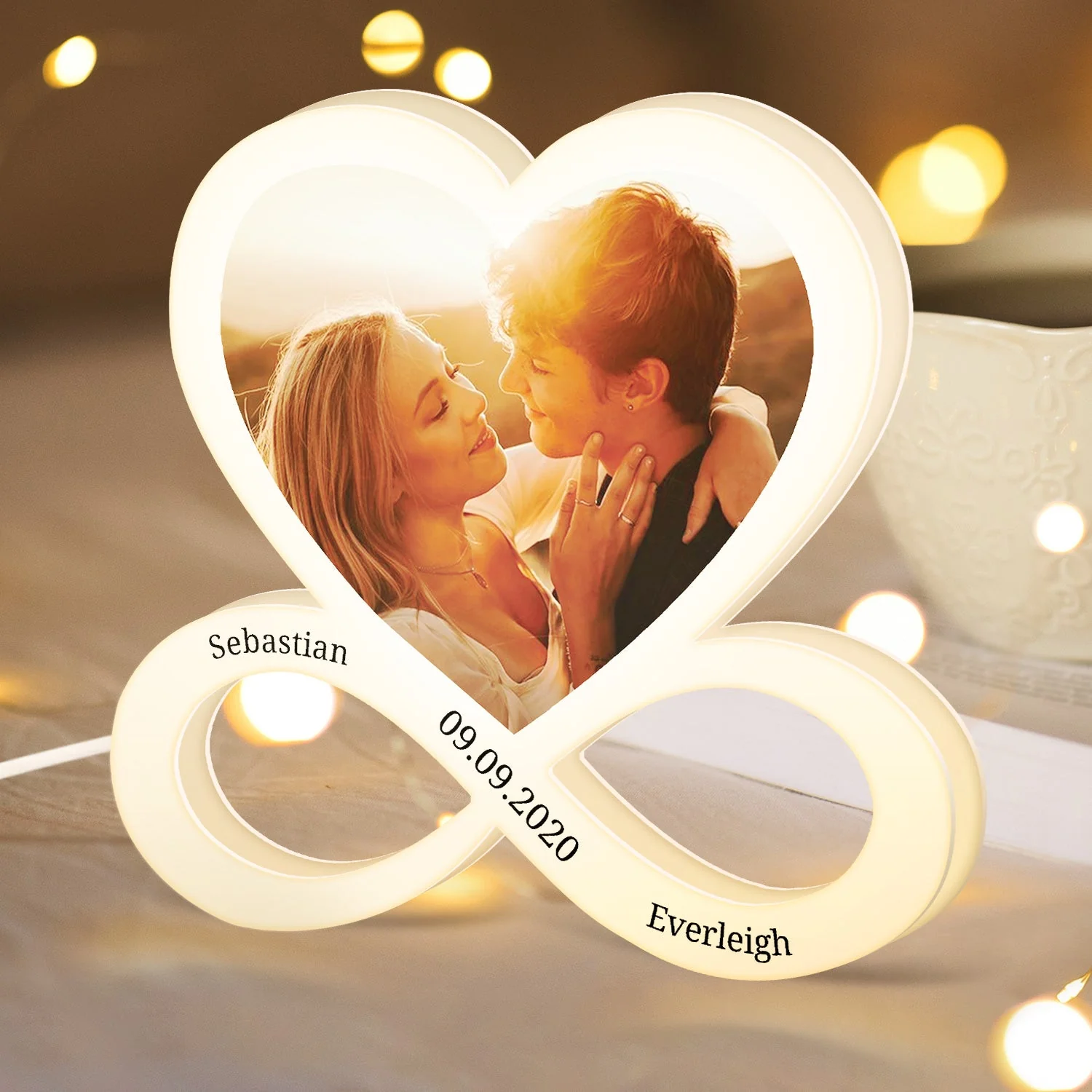 Custom Photo Infinity Love - Gift For Couples - Personalized Custom Shaped Photo Light Box - Image 4