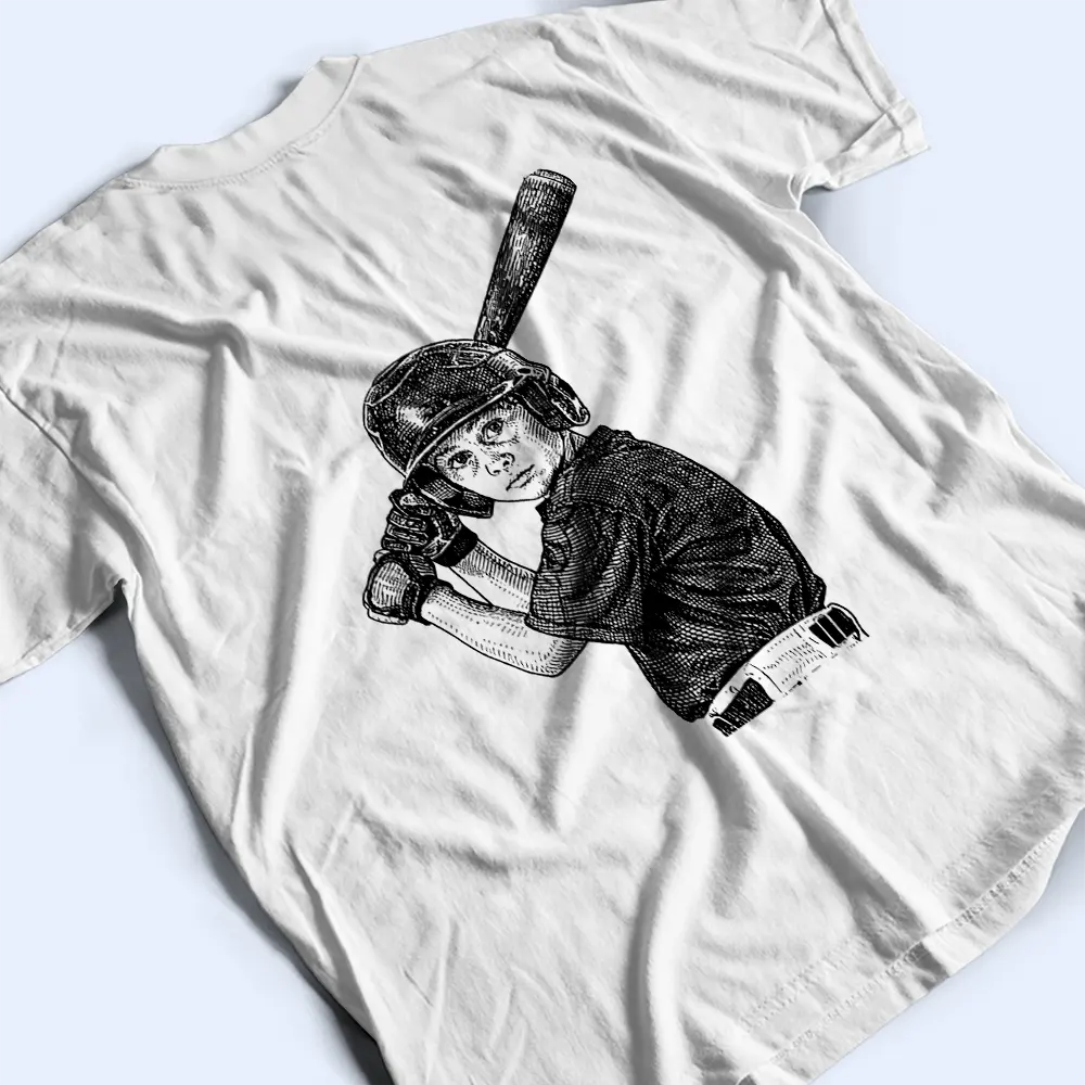 Custom Photo Ink Drawing Baseball Mom Dad - Personalized T Shirt - Image 4