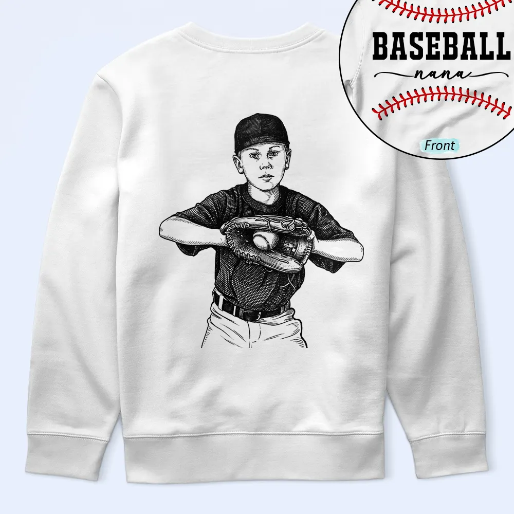Custom Photo Ink Drawing Baseball Mom Dad - Personalized T Shirt - Image 6