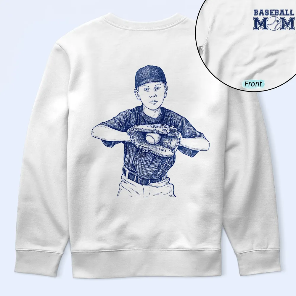 Custom Photo Ink Drawing Baseball Mom - Personalized T Shirt - Image 6