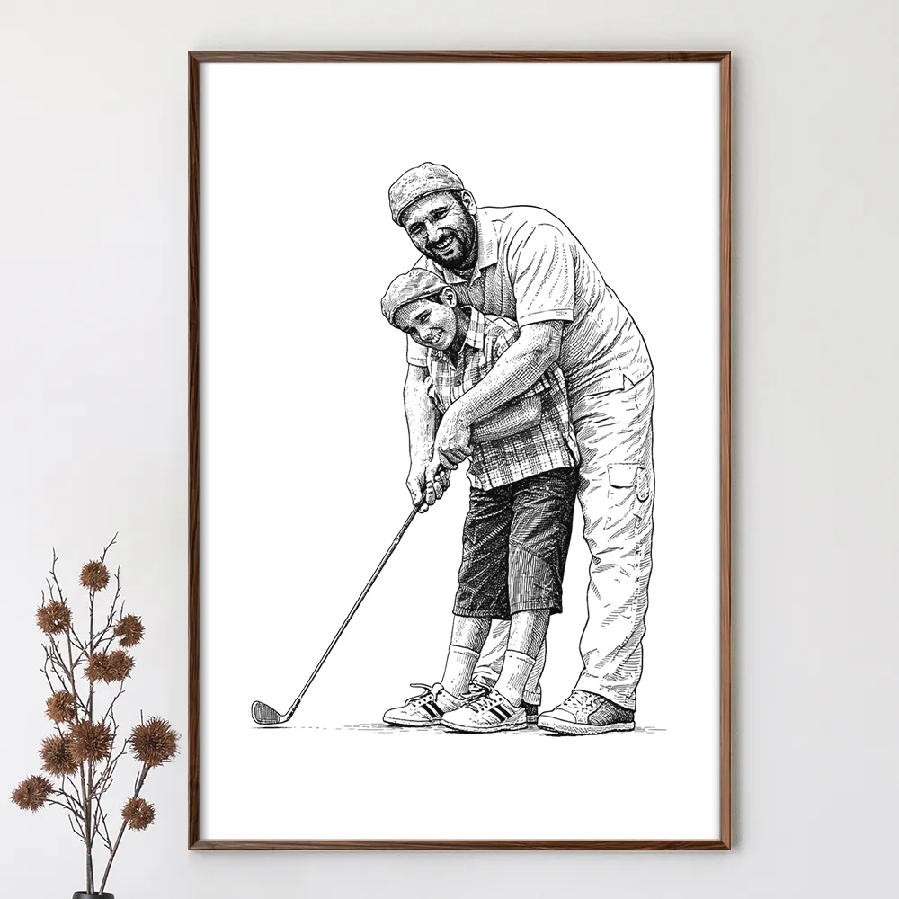 Custom Photo Ink Drawing Best Dad Papa By Par - Personalized Poster - Image 4