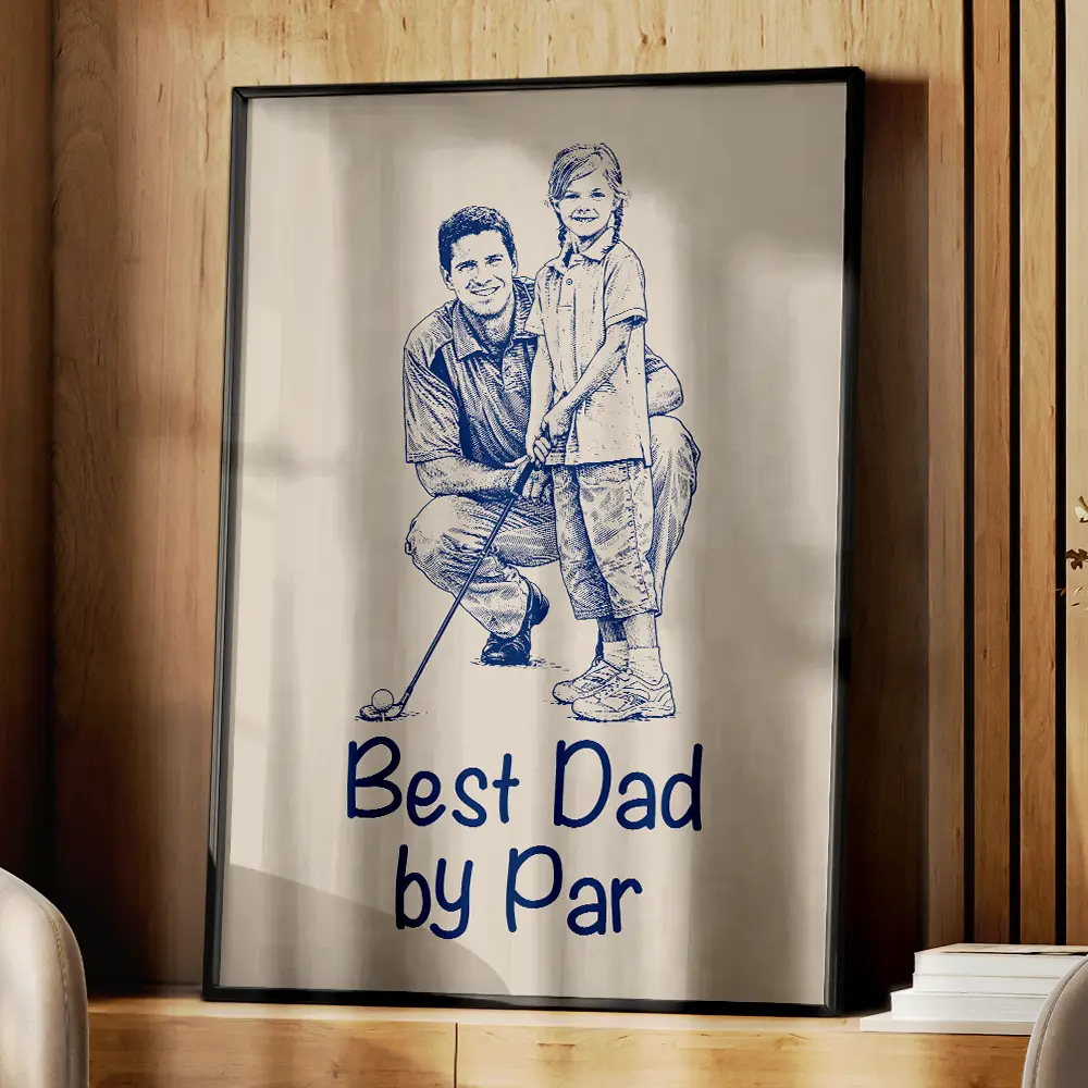 Custom Photo Ink Drawing Best Dad Papa By Par - Personalized Poster - Image 5