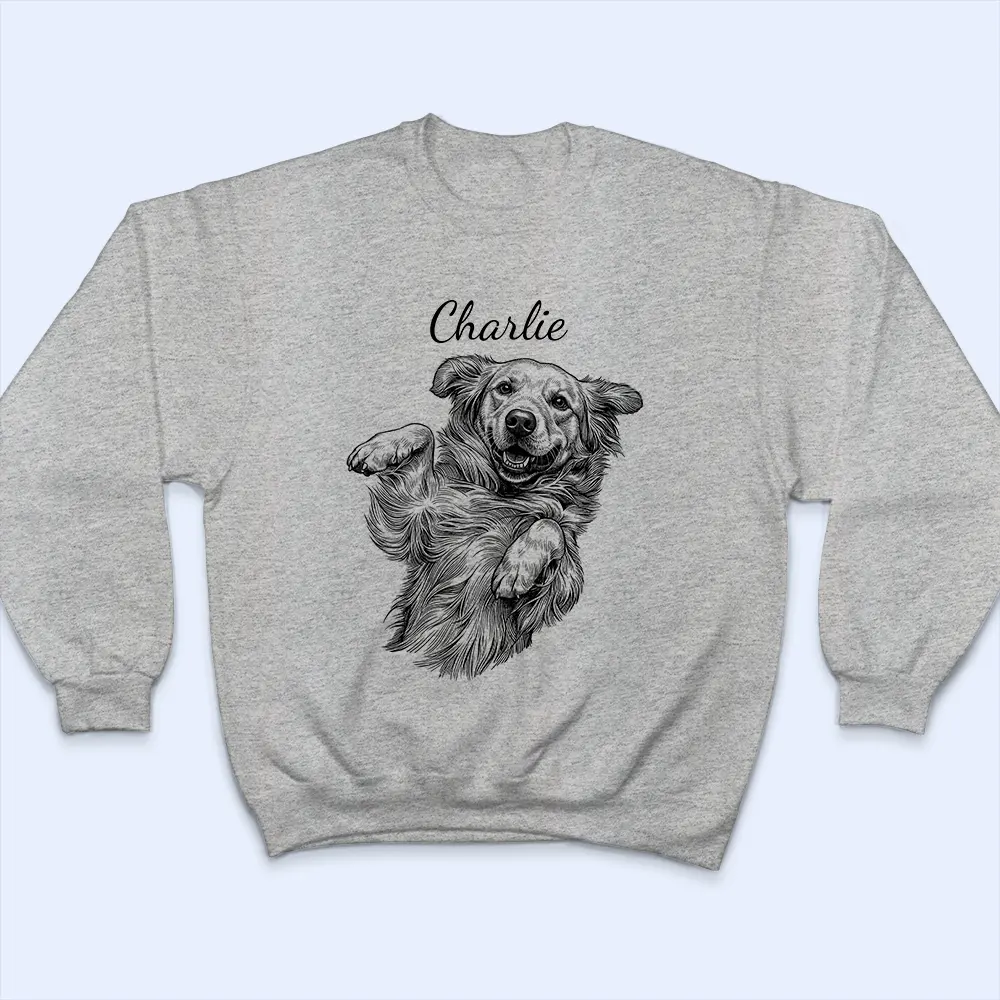 Custom Photo Ink Drawing Portrait Dog Cat Pet - Personalized T Shirt - Image 6