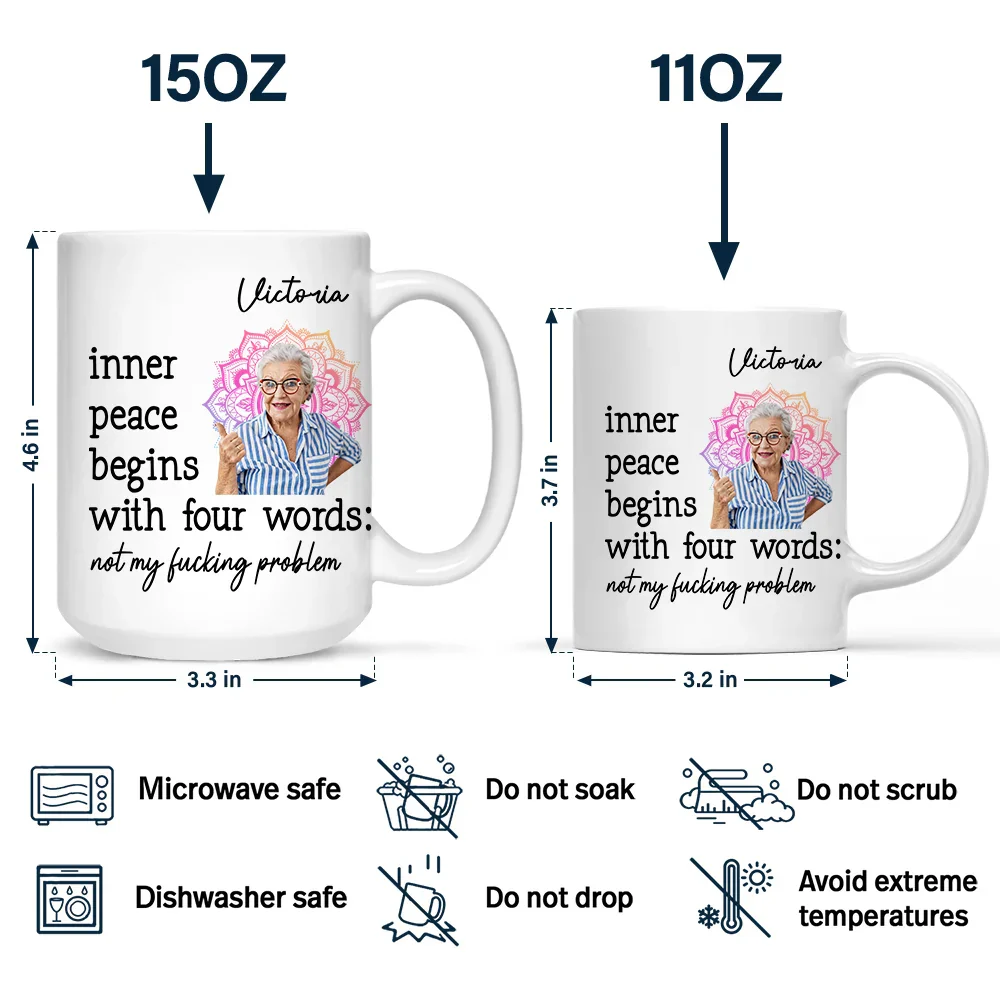 Custom Photo Inner Peace Begins With Four Words - Personalized Mug - Image 4