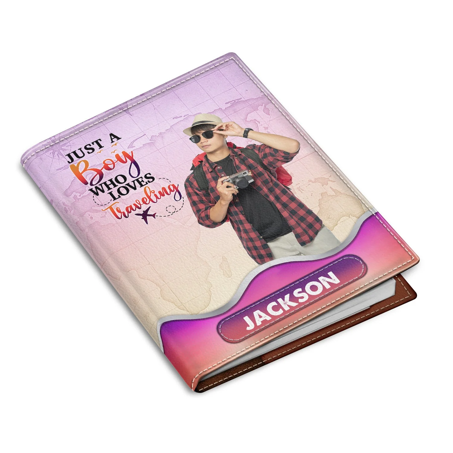 Custom Photo Just A Girl Boy Who Loves Traveling - Birthday Gift For Him, Her, Vacation Lovers - Personalized Passport Cover, Passport Holder - Image 2