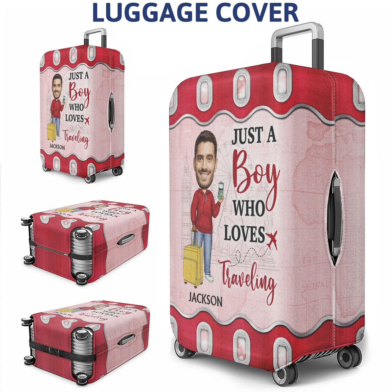 Custom Photo Just A Girl Boy Who Loves Traveling Cruising - Gift For Yourself, Travel Lovers - Personalized Custom Luggage Cover - Image 3