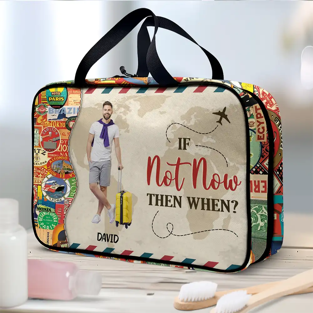 Custom Photo Just A Girl Boy Who Loves Traveling - Personalized Toiletry Bag - Image 3