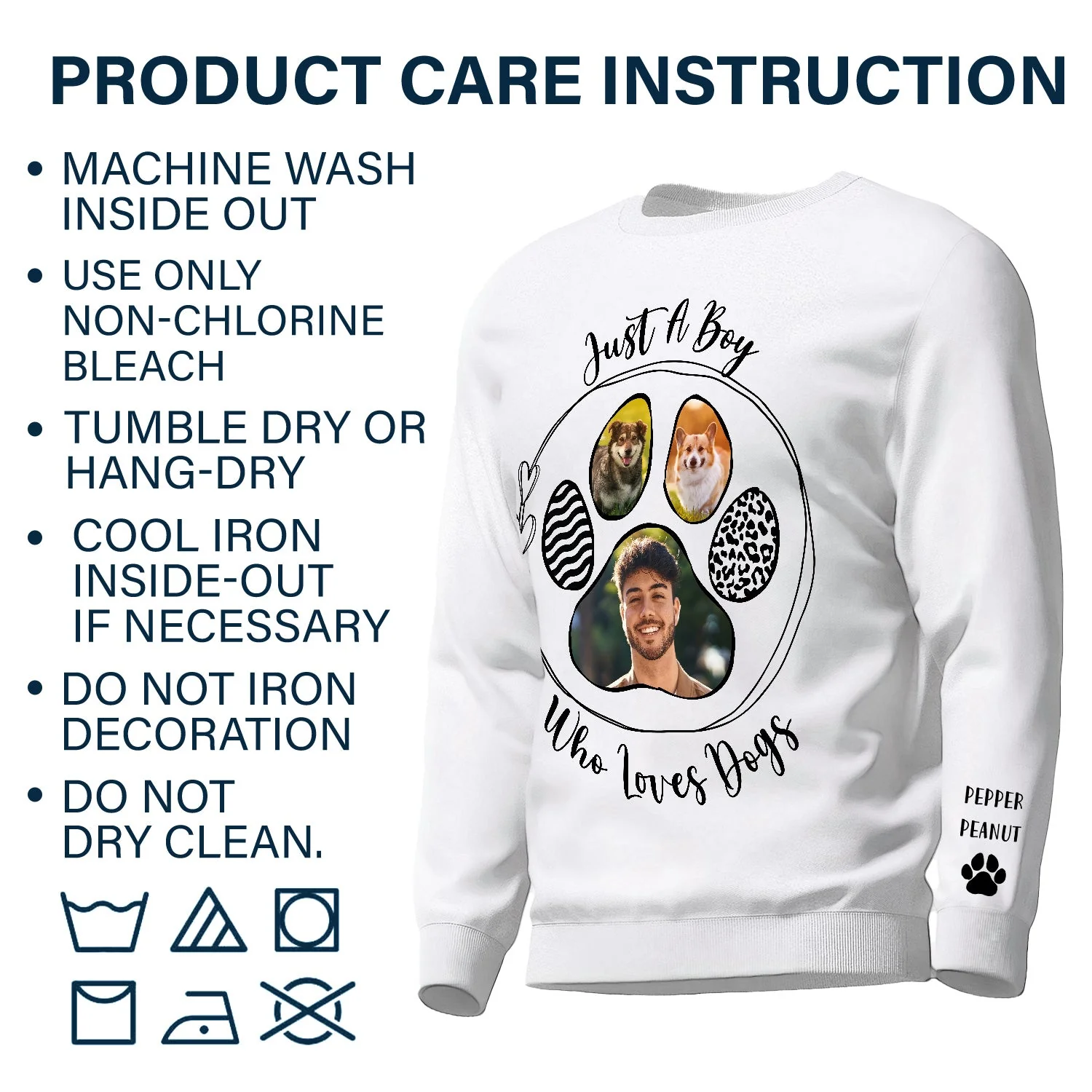 Custom Photo Just A Girl Who Loves Dog - Gift For Dog Lovers - Personalized Sweatshirt With Sleeve Imprint - Image 6