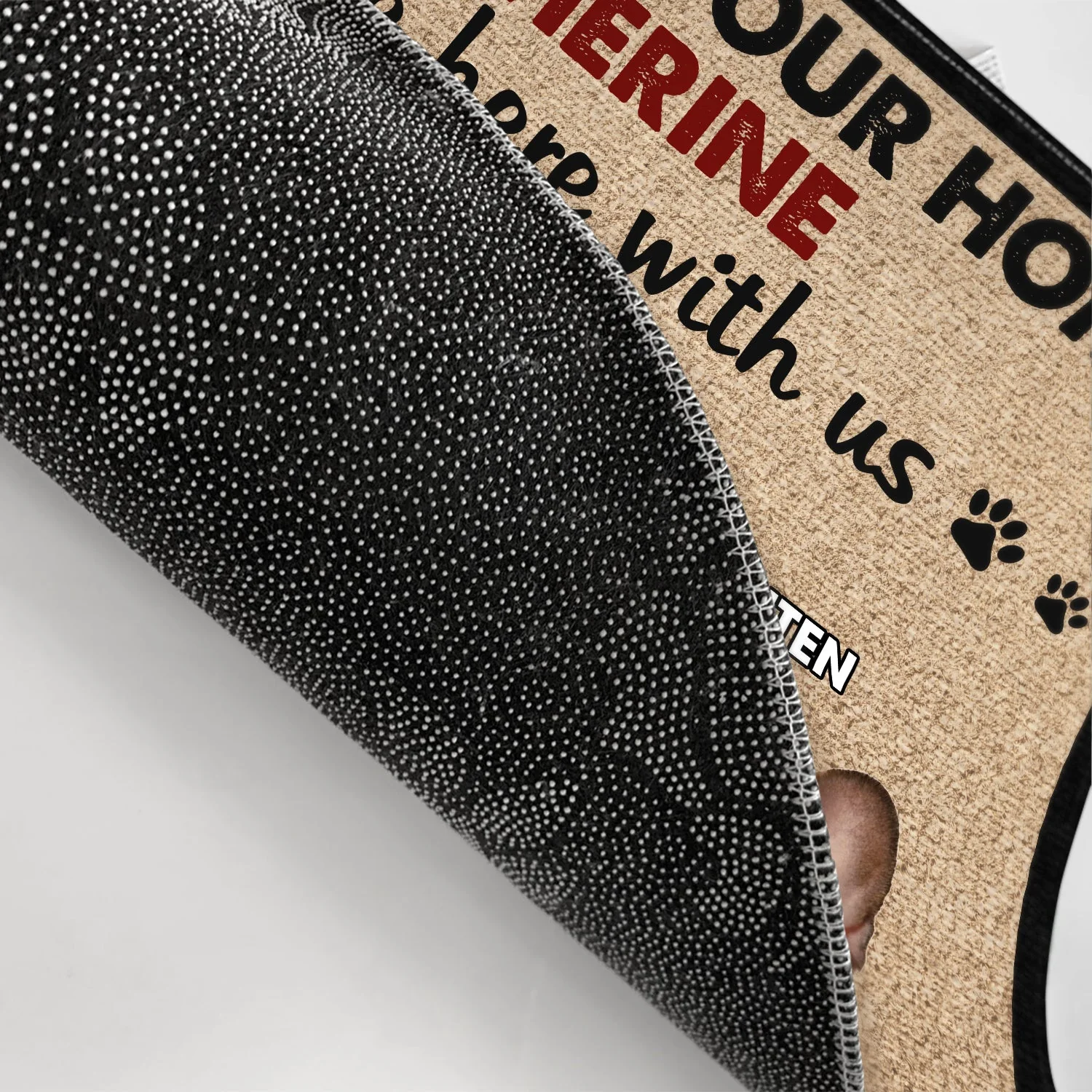 Custom Photo Just Live Here With Us - Gift For Pet Lovers - Personalized Doormat - Image 4