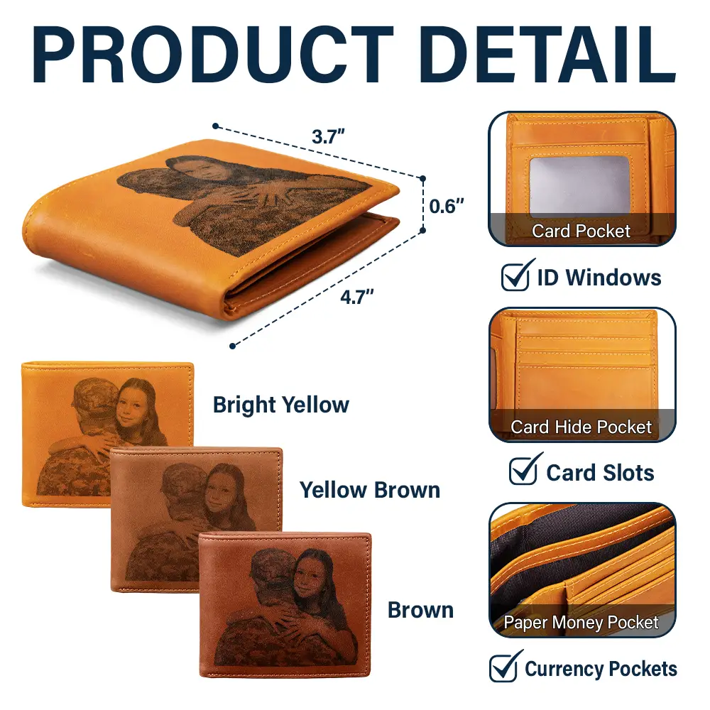 Custom Photo Keep Beautiful Memories With Dad - Personalized Engraved Leather Wallet - Image 6