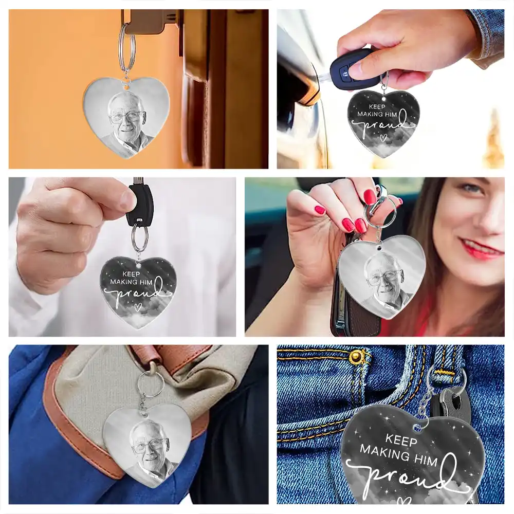 Custom Photo Keep Making Her Proud - Personalized Acrylic Keychain - Image 5