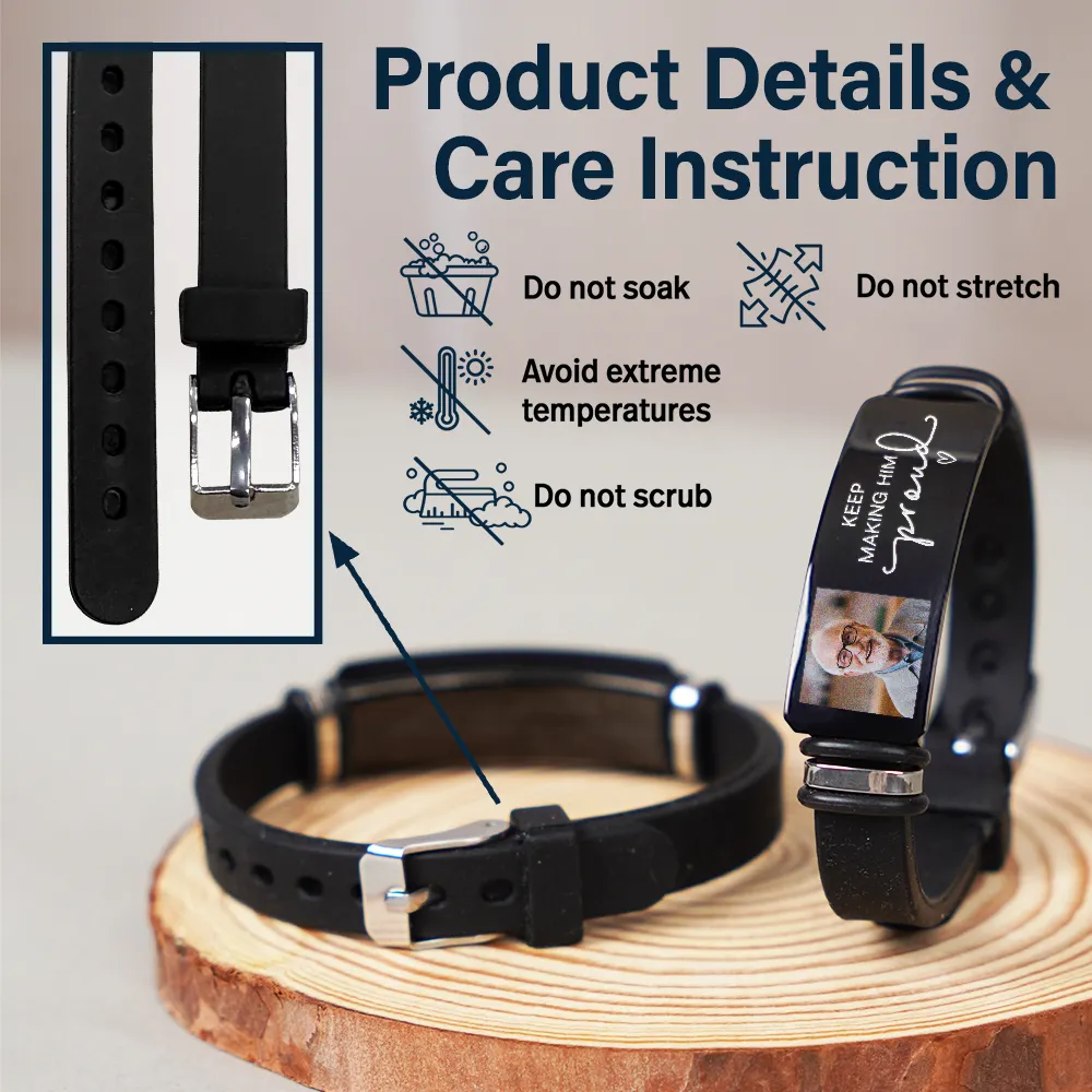 Custom Photo Keep Making Her Proud - Personalized Engraved Bracelet - Image 5