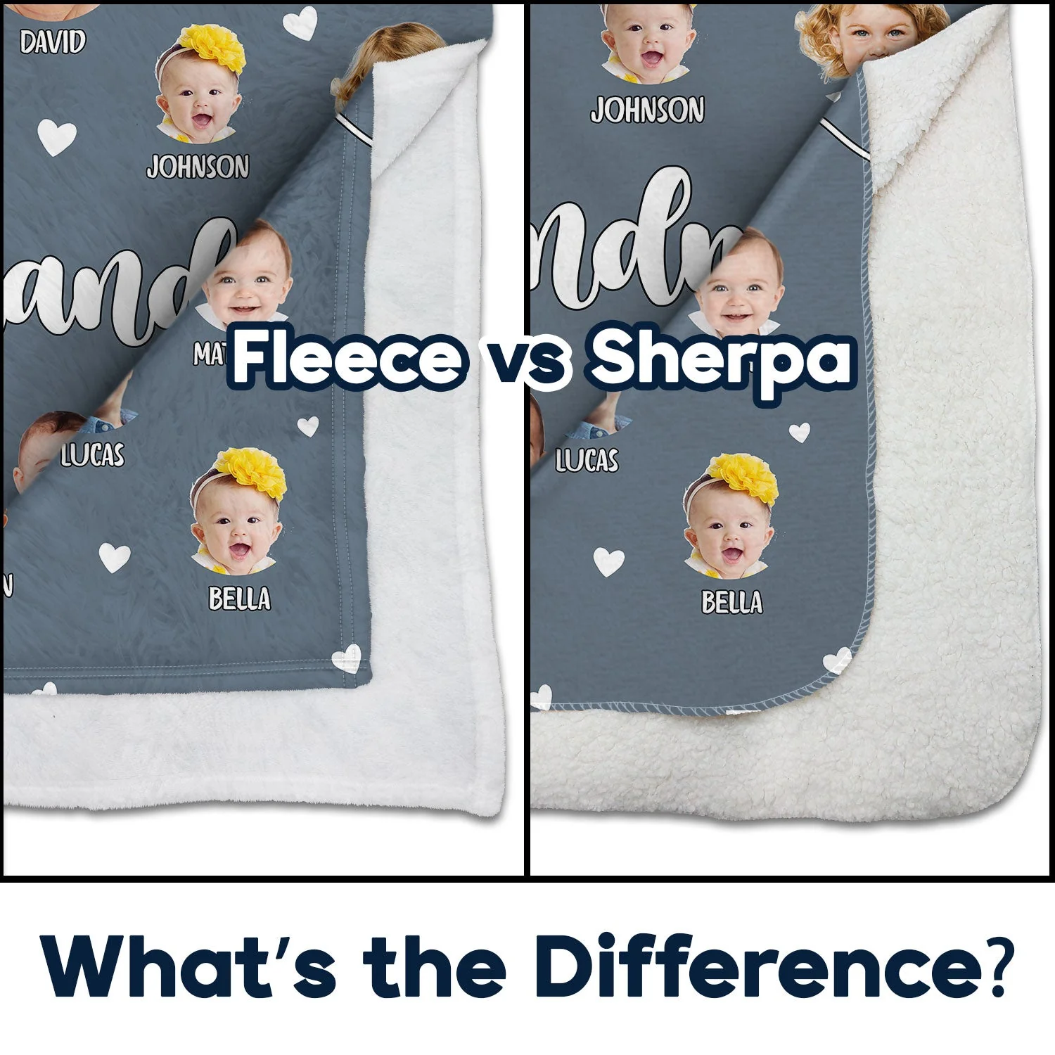 Custom Photo Kid Baby Faces - Birthday, Loving Gift For Grandma, Grandmother, Mom, Mother - Personalized Fleece Blanket, Sherpa Blanket - Image 5