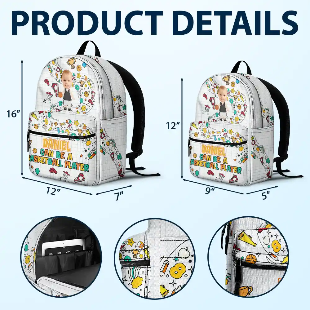 Custom Photo Kid Can Be Anything - Personalized Canvas Backpack - Image 6