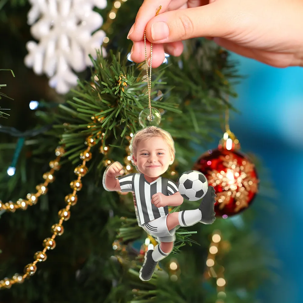 Custom Photo Kid Playing Football - Personalized Acrylic Photo Ornament - Image 5