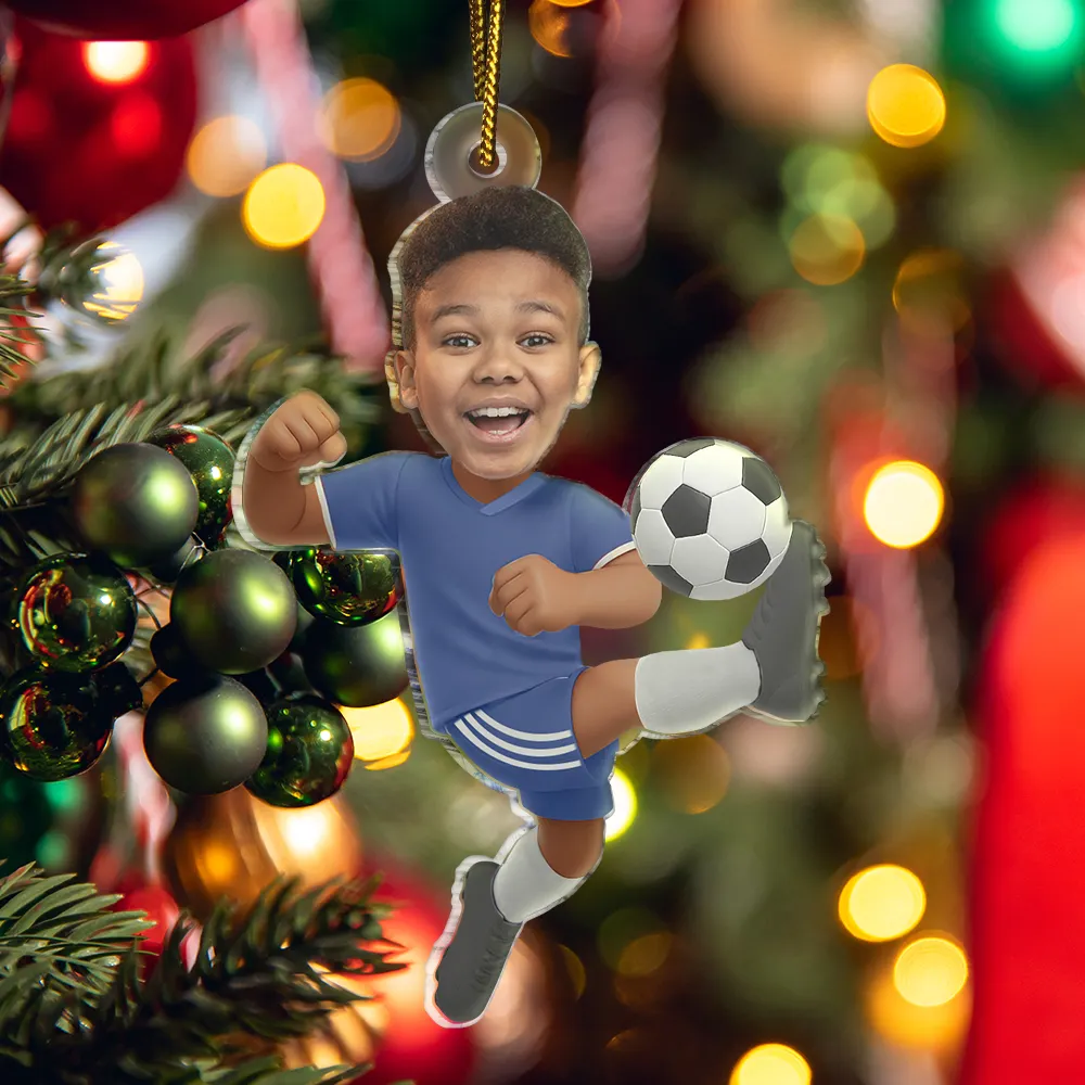 Custom Photo Kid Playing Football - Personalized Acrylic Photo Ornament - Image 6