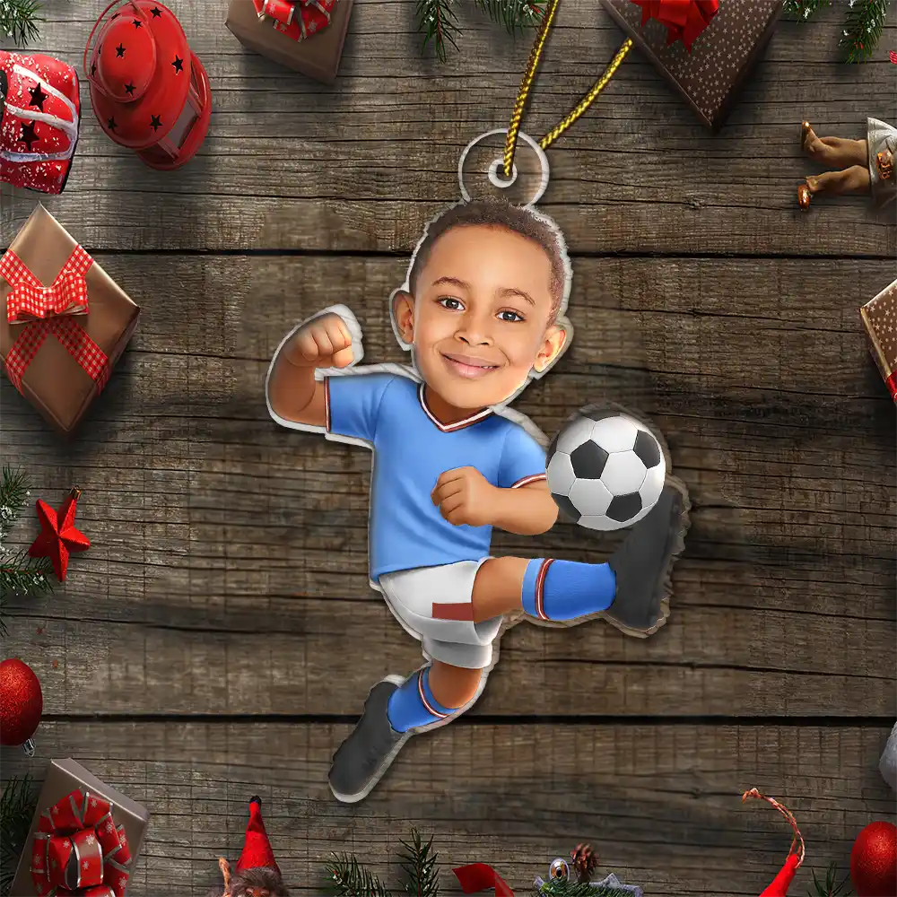 Custom Photo Kid Playing Football - Personalized Acrylic Photo Ornament - Image 7