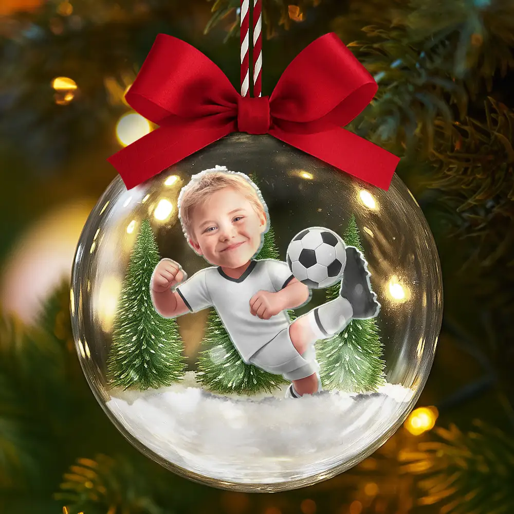 Custom Photo Kid Playing Football Soccer - Personalized 3D Acrylic Ball Ornament - Image 6