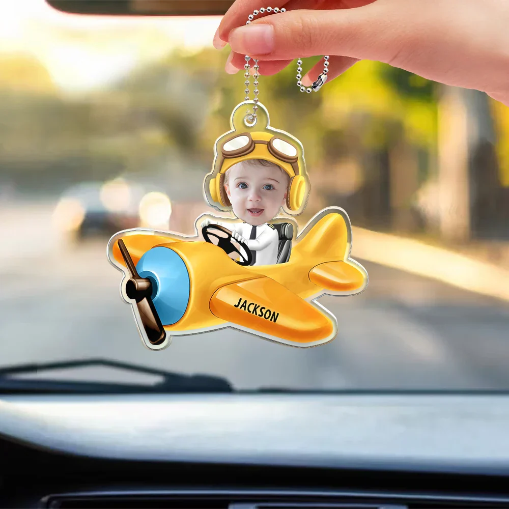 Custom Photo Kids Construction Truck Driver - Personalized Acrylic Car Hanger - Image 4