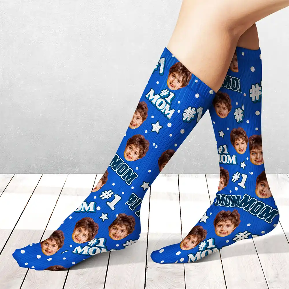 Custom Photo Kids Face #1 Dad #1 Mom - Personalized Socks - Image 3