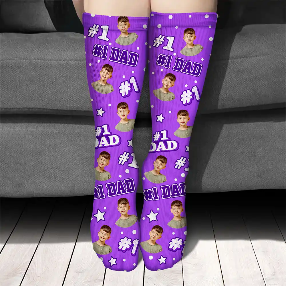 Custom Photo Kids Face #1 Dad #1 Mom - Personalized Socks - Image 4