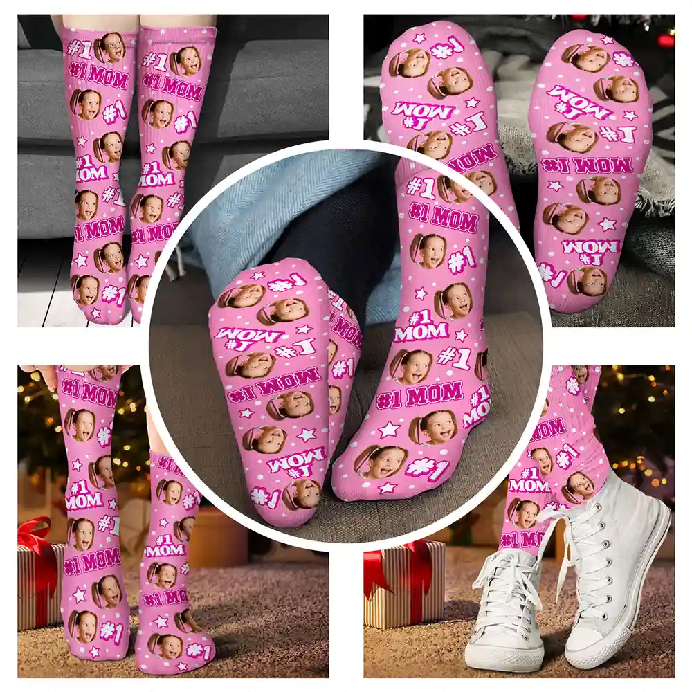 Custom Photo Kids Face #1 Dad #1 Mom - Personalized Socks - Image 5