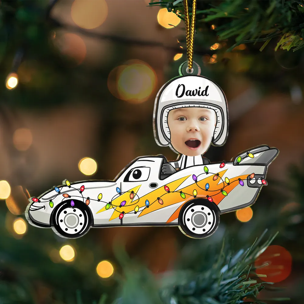 Custom Photo Kids Face Car Toy - Personalized Cutout Acrylic Ornament - Image 4