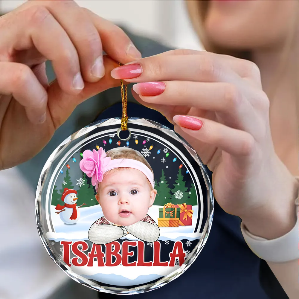 Custom Photo Kid's Face Chibi Style - Personalized Combo Circle Glass Ornament - Image 5
