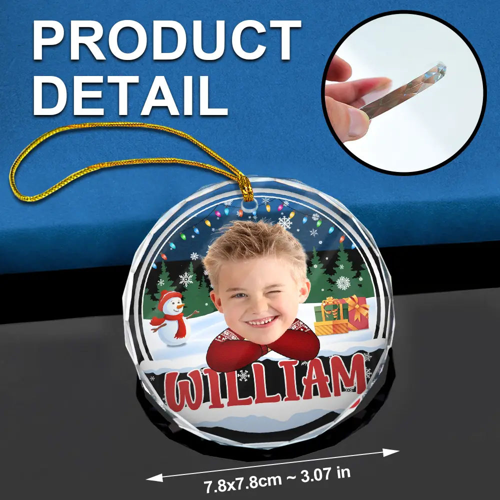 Custom Photo Kid's Face Chibi Style - Personalized Combo Circle Glass Ornament - Image 7
