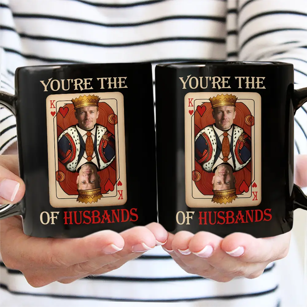 Custom Photo King Of Dads - Personalized Black Mug - Image 3
