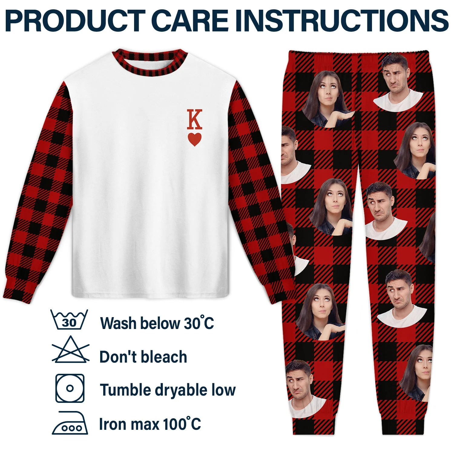 Custom Photo King Queen - Gift For Couples - Personalized Unisex Pajamas Set - Image 7