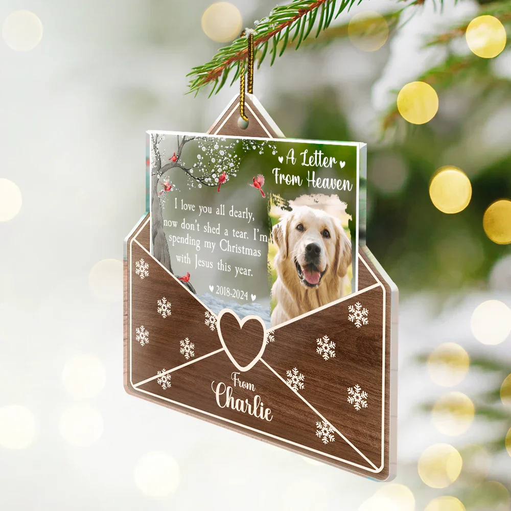 Custom Photo Letter From Heaven Memorial Christmas - Personalized Custom Shaped Acrylic Ornament - Image 2