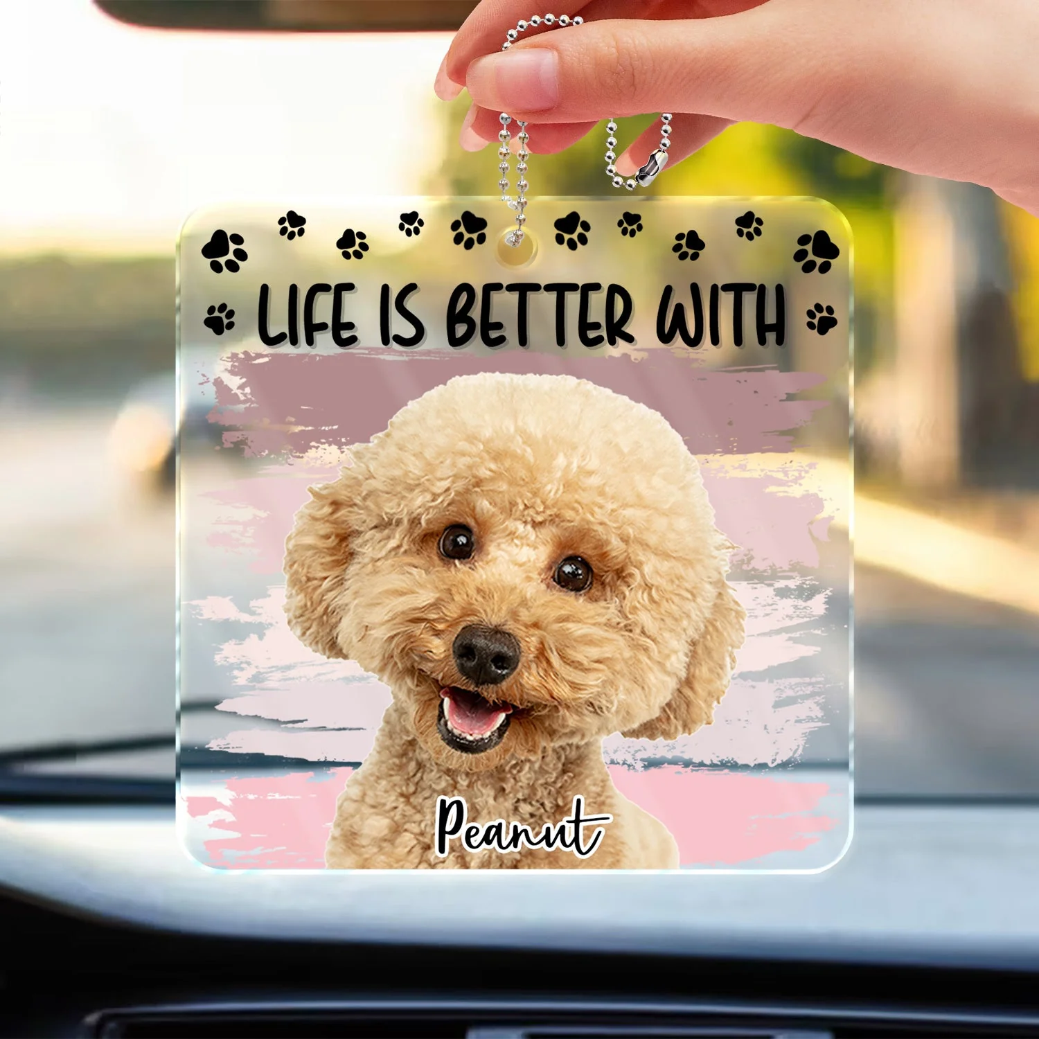Custom Photo Life Is Better With Dog Cat - Gift For Pet Lovers - Personalized Acrylic Car Hanger - Image 4