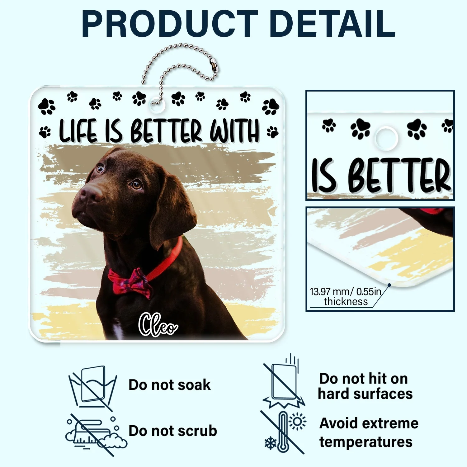 Custom Photo Life Is Better With Dog Cat - Gift For Pet Lovers - Personalized Acrylic Car Hanger - Image 6