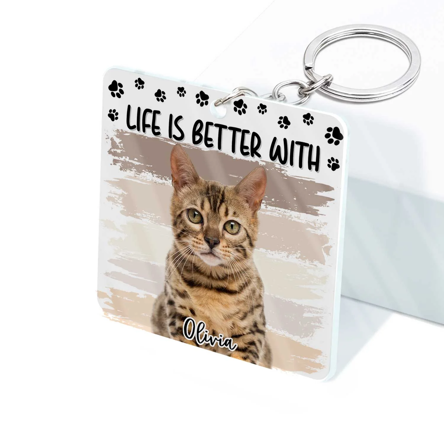 Custom Photo Life Is Better With Dog Cat - Gift For Pet Lovers - Personalized Acrylic Keychain - Image 3