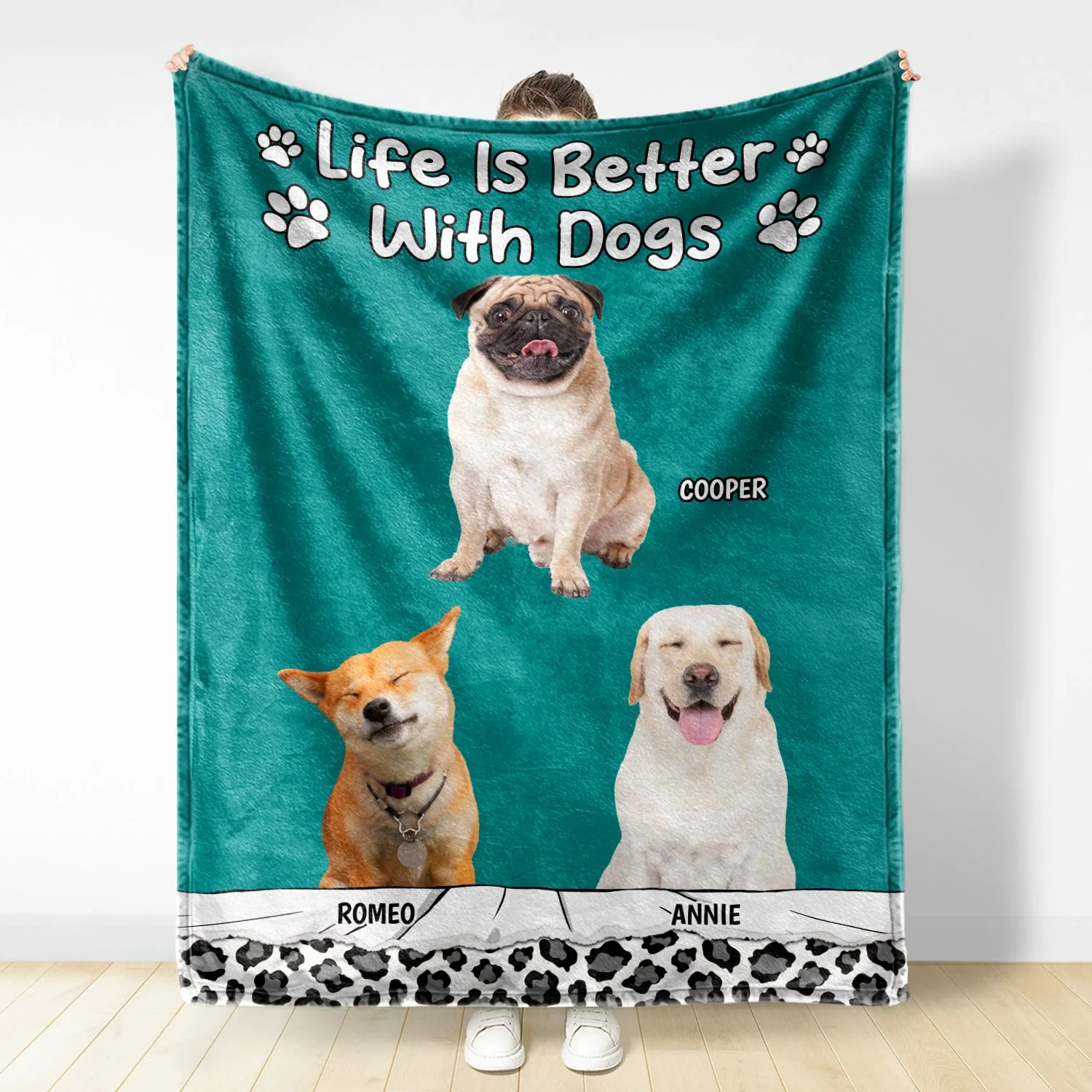 Custom Photo Life Is Better With Dog Cat - Gift For Pet Lovers - Personalized Fleece Blanket - Image 4