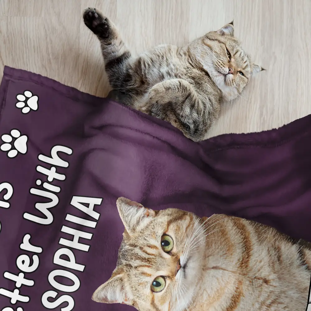 Custom Photo Life Is Better With Dog Cat - Personalized Pet Blanket - Image 3