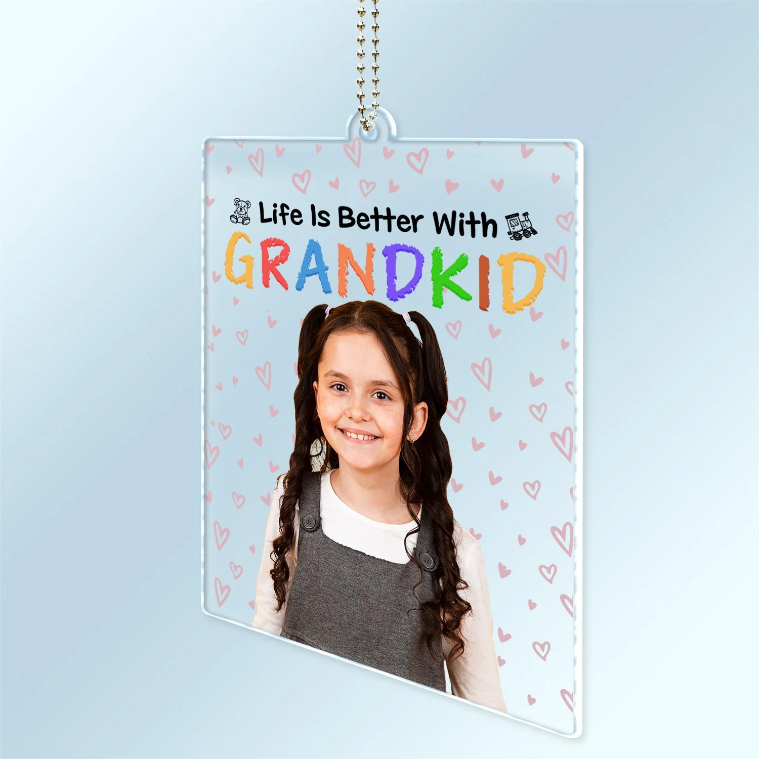 Custom Photo Life Is Better With Grandkids - Birthday, Loving Gift For Mother, Father, Grandma, Grandpa - Personalized Acrylic Car Hanger - Image 3